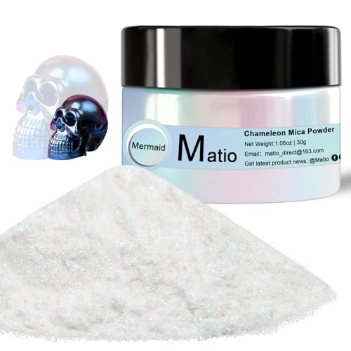 Matio Chameleon Mica Powder, 1.06oz/ 30g Mermaid White Chrome Powder - color: W-Mermaid