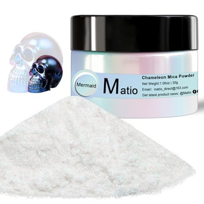Matio Chameleon Mica Powder, 1.06oz/ 30g Mermaid White Chrome Powder - color: W-Mermaid