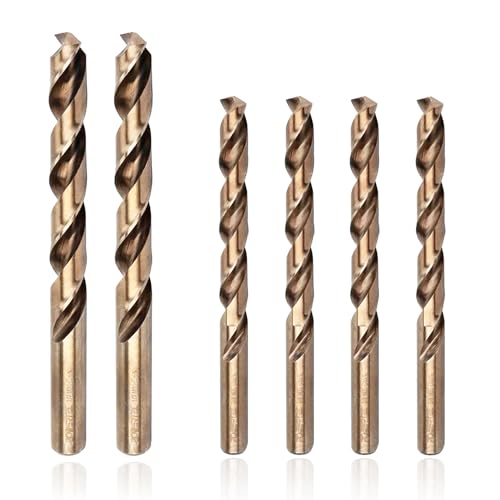 POWERTEC 1/2" & 3/8" Cobalt Drill Bits - 6 Pack - 5" & 6" Length - M35 HSS Jobber Length Twist Bits with 135° Tip for Drilling Wood, Metal, Stainless Steel, Nickel Alloy, Cast Iron & Plastic (QDB2100) - style: 6PK 1/2" & 3/8" Cobalt Drill Bits (M35 135°)