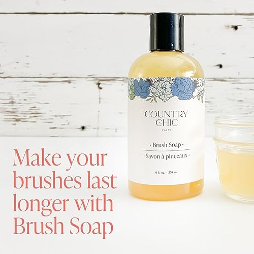 Paint Brush Cleaner - 100% Natural, 75% Organic Soap for Washing Paint Brushes & Conditioning Bristles - Peppermint Scented with Essential Oils - Easy Pour Cap - Best for Chalk Furniture Paint - 8 oz