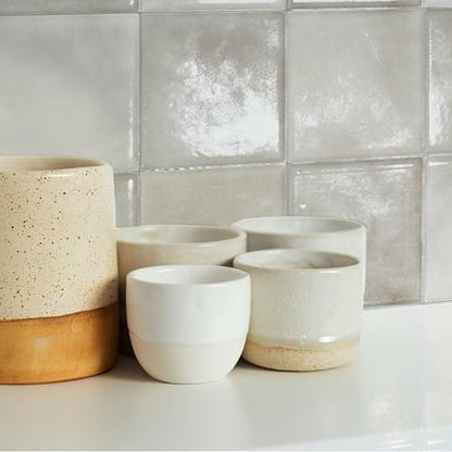 Smart Tiles Peel and Stick backsplash, Zellige Stone Greige, 9"x9" - color: Stone Greige