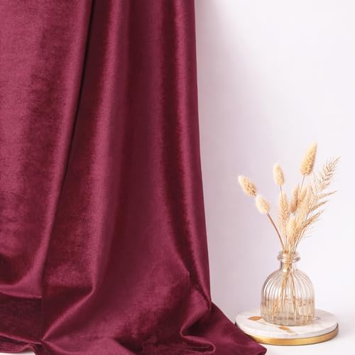 59”W Stretch Velvet Fabric, 2/3 Yard Soft Stretchy Fabric for Sewing Clothes, Apparel, Costume, Crafts - 90% Polyester 10% Spandex(2/3Yard, Burgundy) - color: Burgundy, size: 2/3 Yard