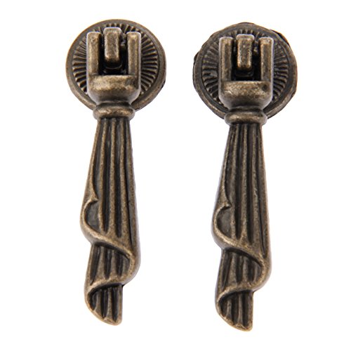dophee 2Pcs Antique Bronze Metal Decorative Single Hole Drop Handle
