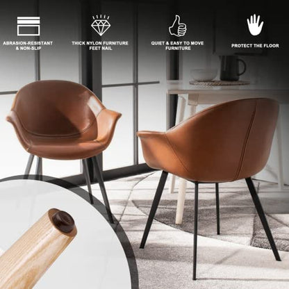 Waziaqoc 60PCS Nylon Furniture Sliders, Brown, 17.5mm x 5mm, Round
