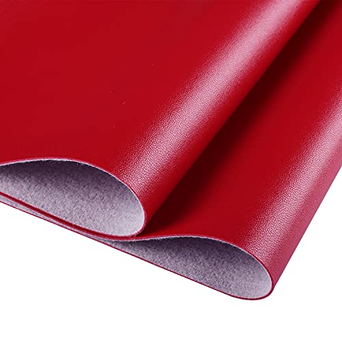 HGUAN Smooth Solid Color Maroon Red Faux Leather 12"X53"(30cmX135cm),Faux Leather Sheets Roll Very Suitable for Making Crafts, Leather Earrings, Bows,Sewing (Maroon Red) - color: Maroon Red