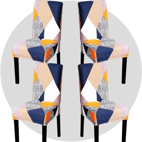Stretch Chair Covers Slipcovers Set of 4 Printed Stretchable Dining Chair Slipcover Washable Removable for Kitchen,Hotel,Restaurant - color: Grey Rubik's Cube, size: 4