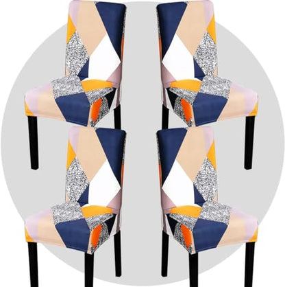 Stretch Chair Covers Slipcovers Set of 4 Printed Stretchable Dining Chair Slipcover Washable Removable for Kitchen,Hotel,Restaurant - color: Grey Rubik's Cube, size: 4
