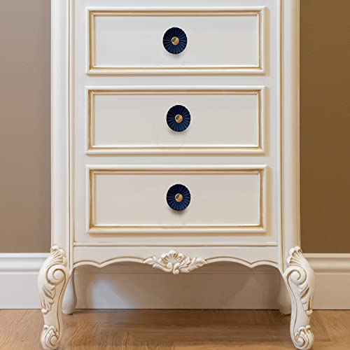 Perilla Home Set of 6 Wooden Cabinet & Drawer Knobs - Decorative Siena Knobs for Dresser, Kitchen & Room Hardware - Blue - style: Siena Blue