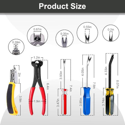 5 pcs Heavy Duty Upholstery Staple Remover Tool Set, Nail Puller Plier, Tack Lifter, Fastener Remover for Carpet,Furniture,Floor,Photo Frame,Wall with Zipper Bag - color: 5 Pcs