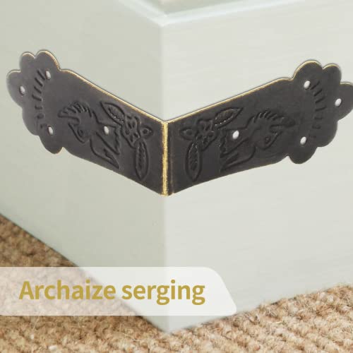 Bivethoi Antique Bronze Corner Bracket, 2.2" x 1", 30pcs - size: 2.2" x 2.2" x 1"