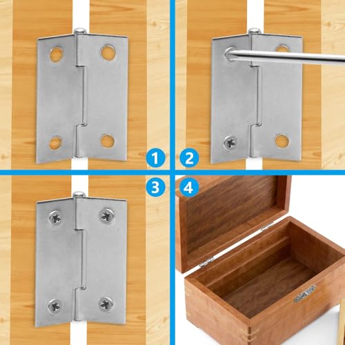 Piutouyar 12 Pack Butt Hinge 1.5 Inch Mini Hinges, Silver - size: 1.5 Inch