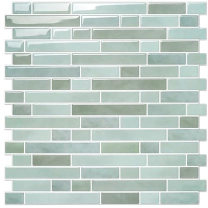 STICKGOO Thicker Peel and Stick Backsplash Tile for Kitchen and Bathroom - color: Solna Green