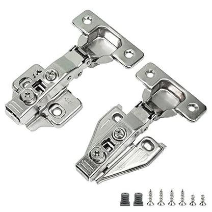 2 Pack Full Overlay Frameless Soft Close Cabinet Hinges, Clip On