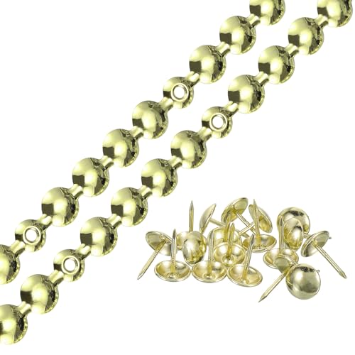 uxcell 2Pcs Upholstery Tacks Strips Nail Trims w/Nails 11mm Gold - color: Gold
