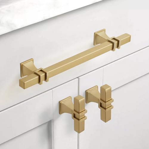 Brushed Brass Cabinet Handles Kitchen Pulls 5 Inch 10 Pack - color: Matte Gold, size: 5 Inch(128mm) Hole Center, style: 10 Pack Pull