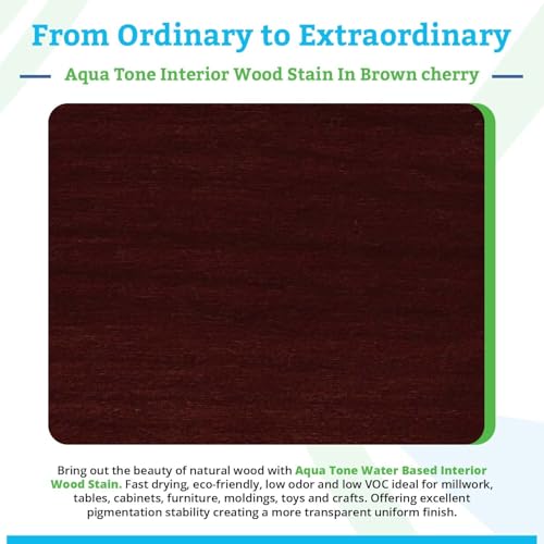 Aqua Coat Aqua Tone Water-Based Wood Stain (5-Gallon, Brown Cherry) - color: Brown Cherry, size: 5 Gallon