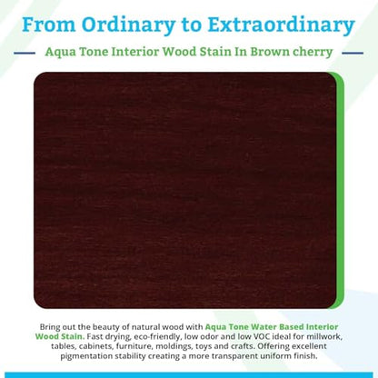 Aqua Coat Aqua Tone Water-Based Wood Stain (5-Gallon, Brown Cherry) - color: Brown Cherry, size: 5 Gallon