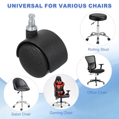 PATIKIL Office Chair Wheels Replacement 1.5", 8 Pcs Nylon Heavy Duty Office Furniture Casters Wheels with Universal Wheel for Hardwood Floor Carpet, Black(Grip Neck Stem) - size: 1.5"