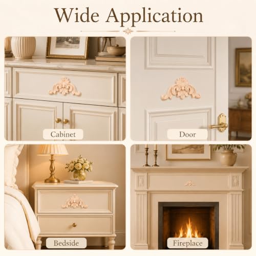 10Pcs Wood Appliques Unpainted Corner Carving Decals