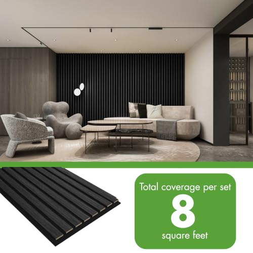 Art3d 12" x 24" Acoustic Wood Slat Wall Panel, 4pcs, 8 sq.ft, Grey Oak - color: Grey Oak, size: 12" x 24"