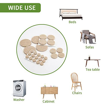 Felt Furniture Pads for Hardwood Floors 162 PCS, Round, Beige - size: 162PCS Value Pack Round Beige