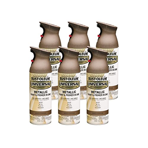 Rust-Oleum Universal All Surface Metallic Spray Paint, Aged Copper - color: Aged Copper, size: 11 Ounce (Pack of 6)