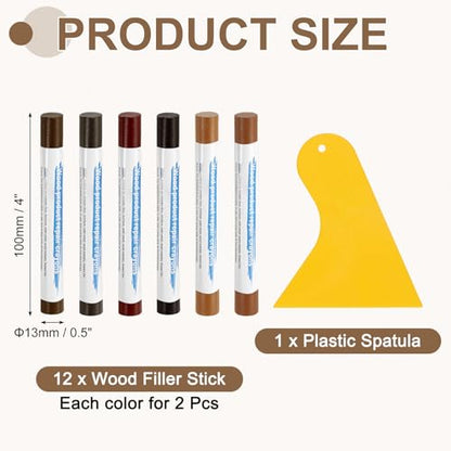 uxcell 12Pcs Wood Filler Sticks Kit, 12 Colors Sandal& Birch Series - color: Sandalbirch Series