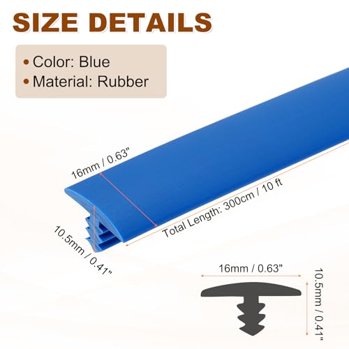 uxcell T Rubber Trim Molding 5/8 Inch x 10ft Edge Banding Trims Blue - color: Blue, size: 5/8 Inch x 10 ft
