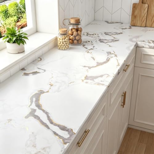 LACHEERY Thick White Marble Contact Paper for Countertops Matte 15.8"x79" - size: 15.8" x 79"