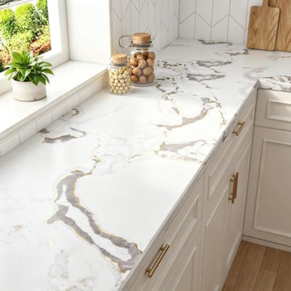 LACHEERY Thick White Marble Contact Paper for Countertops Matte 15.8"x79" - size: 15.8" x 79"
