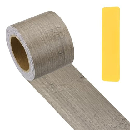 Wood Grain Repair Tape 2" x33', Self Adhesive Realistic Textured Repair Patch Peel and Stick Wood Tape with Scraper for Floor Door Window Furniture Table Gray Oak