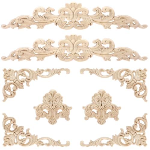 Croblissful 8 Pcs Wood Appliques and Onlays, Rustic Style, Large Size - size: Large Size, style: Rustic Style