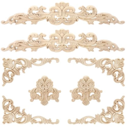 Croblissful 8 Pcs Wood Appliques and Onlays, Rustic Style, Large Size - size: Large Size, style: Rustic Style