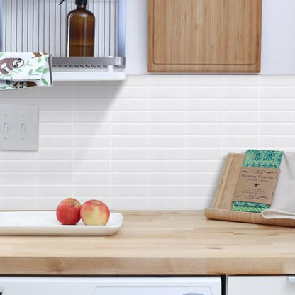 Peel and Stick Backsplash for Kitchen,New Upgrade 12" x 12" Large Premium Kitchen Backsplash,Stick on Subway Tile Peel and Stick Backsplash,White 10-Sheet. - color: White