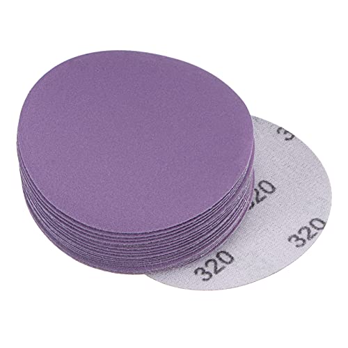 uxcell 20Pcs 3-Inch Purple Sanding Discs 320 Grits Hook and Loop Professional Aluminum Oxide Sand Paper Wet Dry Polish for Wood Metal Paint Finishing - style: 320 Grit