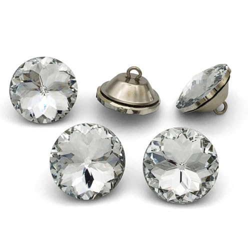 25PCS 25mm Crystal Glass Buttons Sewing Rhinestone Buttons (Clear ZJ) - color: Clear Button(ZJ)