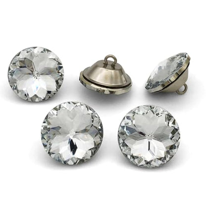 25PCS 25mm Crystal Glass Buttons Sewing Rhinestone Buttons (Clear ZJ) - color: Clear Button(ZJ)