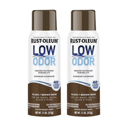 Rust-Oleum Low Odor Premium Spray Paint, Gloss Brown Bear - color: Brown Bear, size: 11 Ounce (Pack of 2)