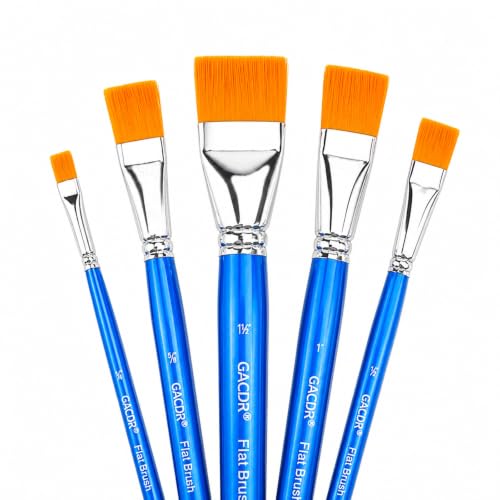 Flat Paint Brushes Set, 5PCS Acrylic Paint Brushes 1/4" 1/2" 1" and 1 1/2" - size: 5 Pcs Variety