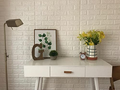 Art3d 20-Pack Durable Faux Brick Peel and Stick 3D Wall Panels, White - color: White, size: 20pcs-30.5x27.5inch