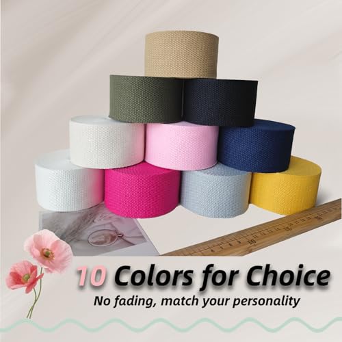 Cotton Webbing 2 Inch 5 Yards for Bag Strap Sewing Craft, Navy Blue - color: Navy Blue