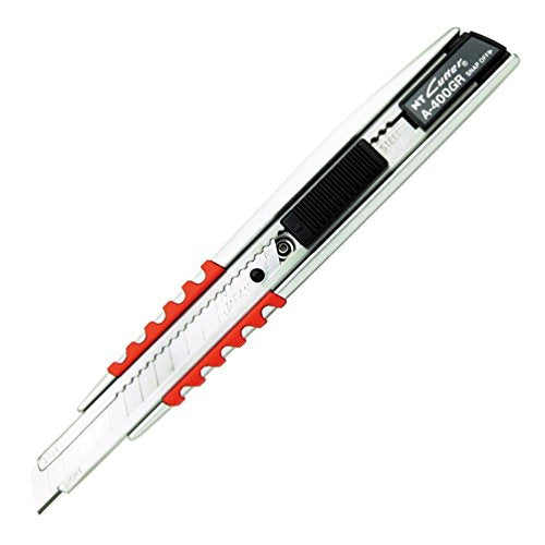 NT Cutter Aluminum Die-Cast Cushioned Grip Auto-Lock Utility Knife (A-400GRP-RD),Red - size: 9mm Standard-Duty, style: Aluminum Diecast Red Cushioed Grip