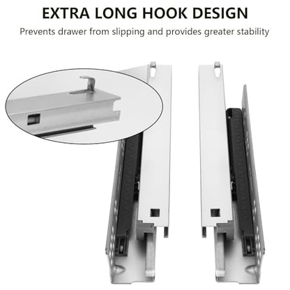 2 Pairs Undermount Drawer Slides Soft Close, 10 Inch Full Extension Bottom Mount Drawer Slides, Heavy Duty Cold Rolled Steel Hidden Drawer Sliders for 5/8" (16mm) Cabinet Board (10 in)