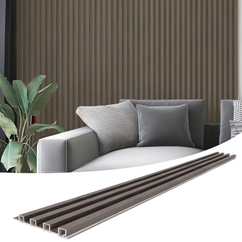 Art3d 96 x 6 in WPC Slat Wall Paneling for Interior Decor, 8-Pack, Grey Oak - color: Grey Oak, size: 96*6