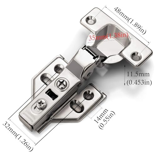 40Pcs Soft Close Half Overlay Cabinet Hinges with Clip-On Plate - color: Half Overlay, size: 40 Pieces