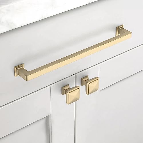 Asidrama 10 Pack 9 inch Brushed Brass Kitchen Cabinet Handles - color: Brushed Brass, size: 8.8" Hole Center(224mm)
