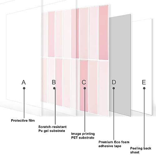 Peel and Stick Tile，New Upgrade Thicker Design Self Adhesive 12" x 12" Large Premium Peel and Stick Backsplash for Kitchen,Bathroom, Living Room, RV Etc（10-Sheet）. - color: Pretty Pink