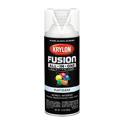 Krylon Fusion All-In-One 12 Oz. Flat Spray Paint, Clear - 1 Each - color: Clear, size: 12 Ounce (Pack of 1), style: Flat