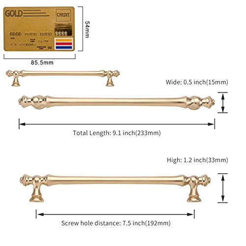Amerdeco 10 Pack Brushed Brass Cabinet Pulls 7.5" - color: Brushed Brass, size: 7.5" hole center