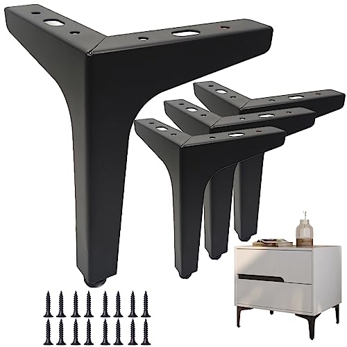 Furniture Legs,Cabinet Legs,Cupboard Legs,Sofa Legs,Cough Legs,Coffee Table Legs,Legs for Couch Chair Ottoman Replacement Black,4 Pcs (4 inch, Black) - color: Black, size: 4"/10cm
